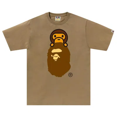 Pre-owned Bape Milo On Ape Head Tee 'beige' In Tan