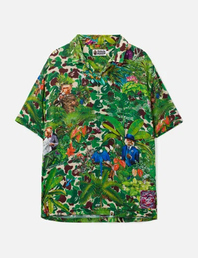 Bape Monkey 47 Floral Shirt In Green
