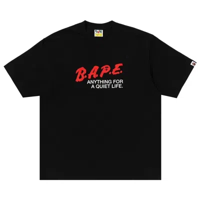 Pre-owned Bape Motto Logo Relaxed Fit Tee 'black' | Men's Size S