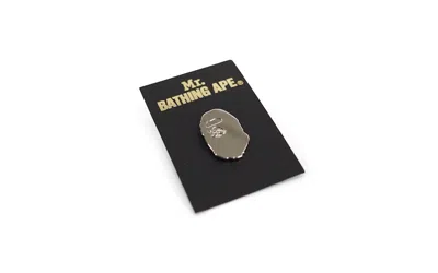 Pre-owned Bape Mr. Bathing Ape Apehead Pin In Silver