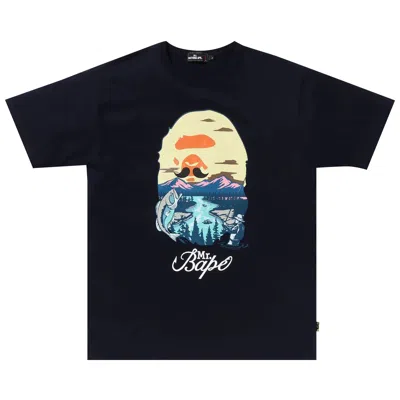Pre-owned Bape Mr. Bathing Ape Head Wide Tee 'navy' | Blue | Men's Size M