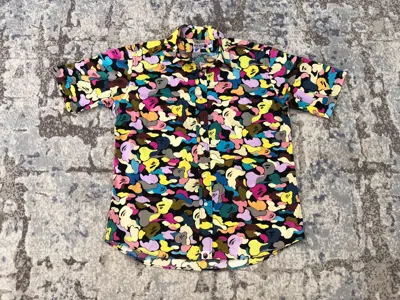 Pre-owned Bape Multi Camo Button Up S/s Shirt In Multicolor
