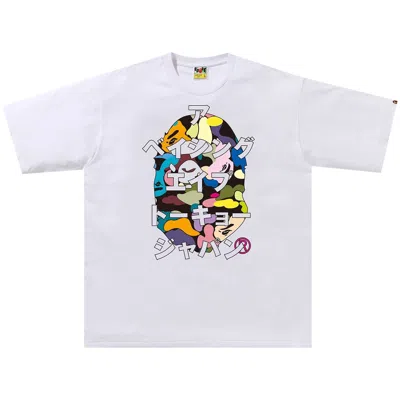 Pre-owned Bape Multi Camo Japanese Letters Relaxed Fit Tee 'white' | Men's Size L
