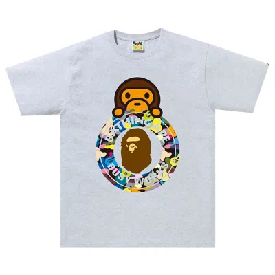 Pre-owned Bape Multi Camo Milo Busy Works Tee 'grey' | Men's Size M In Gray