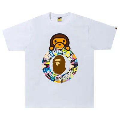 Pre-owned Bape Multi Camo Milo Busy Works Tee 'white' | Men's Size M