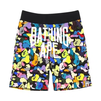 Pre-owned Bape Multi Camo Nyc Logo Sweat Shorts 'black'