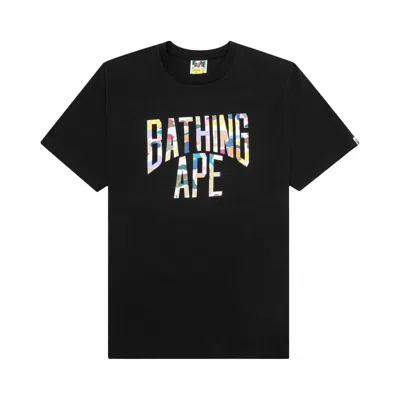 Pre-owned Bape Multi Camo Nyc Logo Tee 'black'