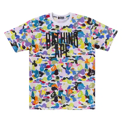 Pre-owned Bape Multi Camo Nyc Logo Tee 'white'