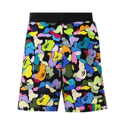 Pre-owned Bape Multi Camo Sweat Shorts 'black' In Multi-color