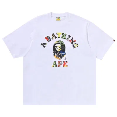 Pre-owned Bape Multi Logo College Relaxed Fit Tee 'white' | Men's Size S