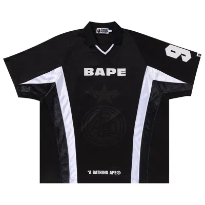 Pre-owned Bape Multi Logo Relaxed Fit Soccer Jersey 'black'
