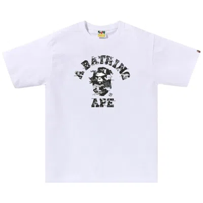 Pre-owned Bape Multi Pixel Camo College Tee 'white Black' | Men's Size M