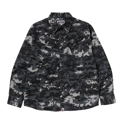 Pre-owned Bape Multi Pixel Camo Military Shirt 'black' | Men's Size M
