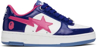 Bape Navy & White  Sta #1 Sneakers In Blue