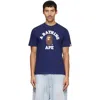 Bape Navy College T-shirt In Blue