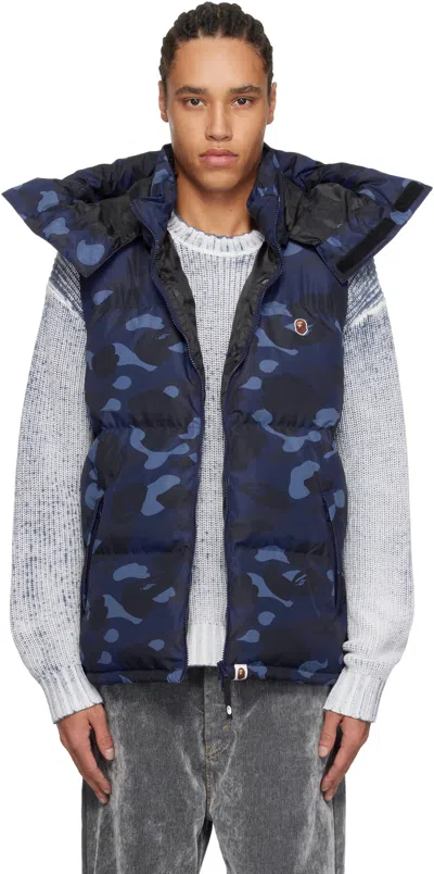 Bape Navy Color Camo Down Vest