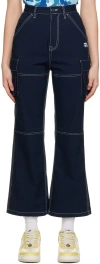 Bape Navy Color Stitching Cargo Pants In Navy