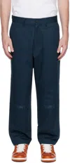Bape Navy Loose Fit Trousers In Blue
