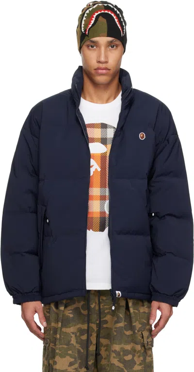 Bape Navy One Point Down Jacket In Nvy-navy