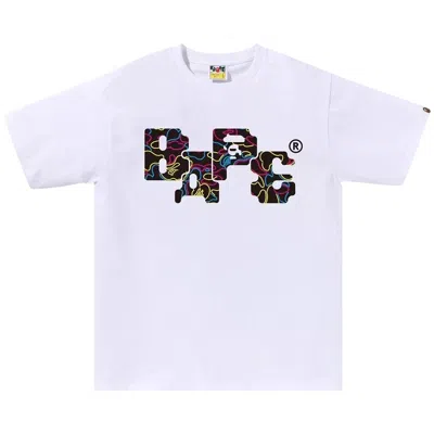 Pre-owned Bape Neon Camo 8bit Logo Tee 'white' | Men's Size Xxl
