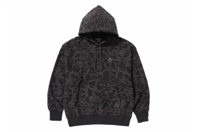 Pre-owned Bape Neon Camo Jacquard Relaxed Fit Pullover Hoodie Black