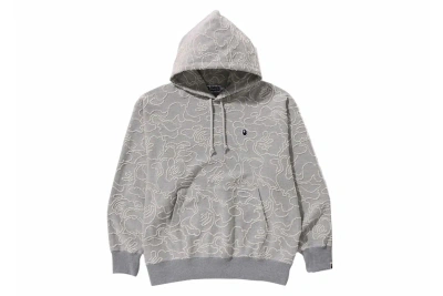 Pre-owned Bape Neon Camo Jacquard Relaxed Fit Pullover Hoodie Grey