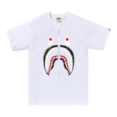Pre-owned Bape Neon Camo Shark Tee 'white' | Men's Size S
