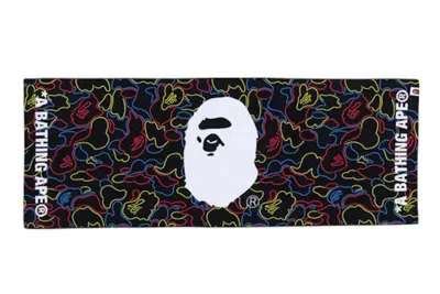 Pre-owned Bape Neon Camo Sports Towel In Black