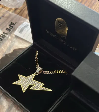 Pre-owned Bape New  Gold Sta Necklace