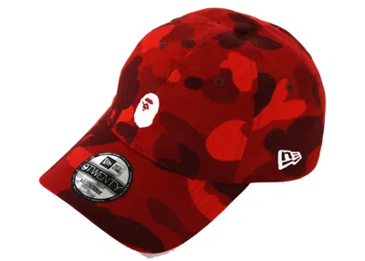 Pre-owned Bape New Era Camo Ape Head 9twenty Cap In Red