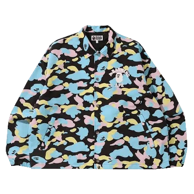 Pre-owned Bape New Multi Camo Relaxed Coach Jacket 'black'