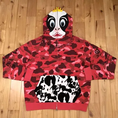 Pre-owned Bape Nfs Limited Camo Holstein Full Zip Hoodie  In Red Camo