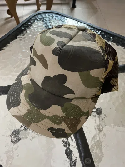 Pre-owned Bape Og  Camo Trucker Cap In Brown