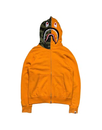 Pre-owned Bape Og  Half Camo Orange Shark 2007 Full Zip Hoodie