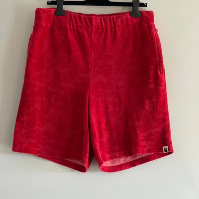 Pre-owned Bape Og  Nfs Exclusive Red Hidden Tonal Camo Sweat Shorts