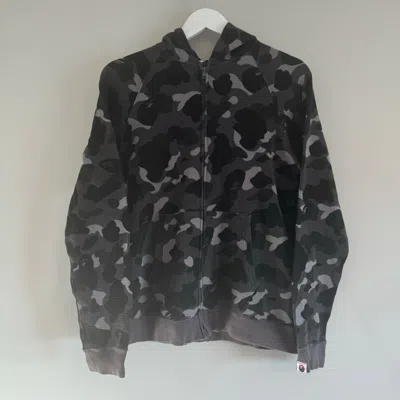 Pre-owned Bape Og  Pirate Store Camo Thermal Waffle Zip Up Hoodie In Black