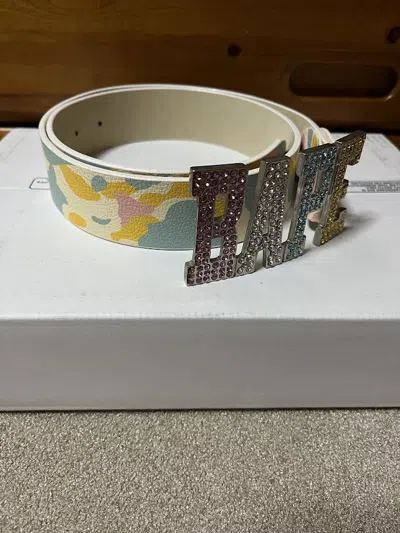 Pre-owned Bape Og Vintage Nigo  Swarovski Leather Belt Candy Camo Multi In Multicolor