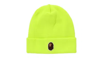 Pre-owned Bape One Point Ape Head Knit Beanie Beanie In Yellow