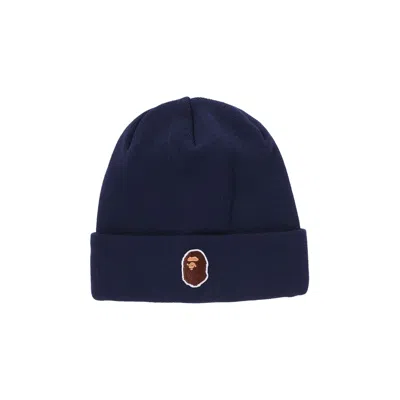 Pre-owned Bape One Point Ape Head Knit Cap 'navy' | Blue | Men's Size Onesize