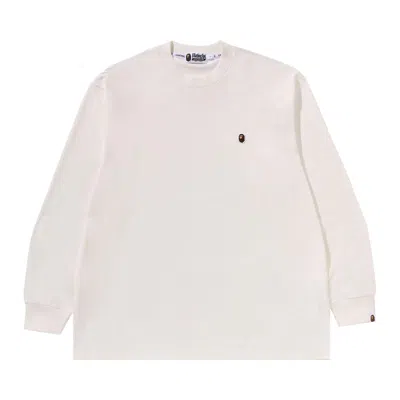 Pre-owned Bape One Point Ape Head Relaxed Fit Long-sleeve Tee 'ivory' In White