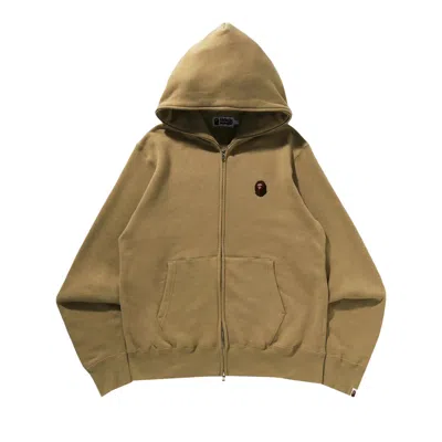 Pre-owned Bape One Point Full Zip Hoodie 'beige' In Brown