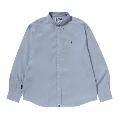 Pre-owned Bape One Point Oxford Long-sleeve Shirt 'blue'
