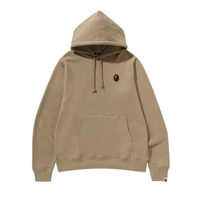 Pre-owned Bape One Point Pullover Hoodie 'beige' In Brown