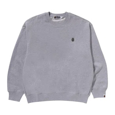 Pre-owned Bape One Point Relaxed Fit Crewneck Sweatshirt 'grey' In Gray