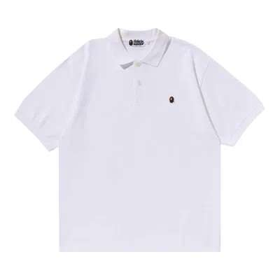 Pre-owned Bape One Point Relaxed Fit Polo Shirt 'white'