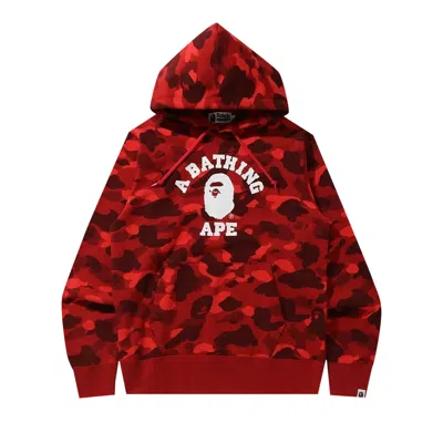 Pre-owned Bape Online Exclusive Color Camo College Pullover Hoodie 'red'