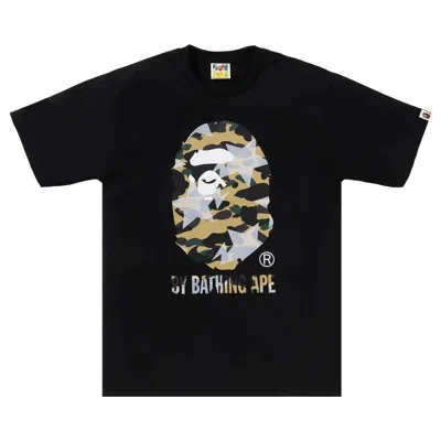 Pre-owned Bape Over Print 1st Camo By Bathing Ape Tee 'black Yellow' | Men's Size S