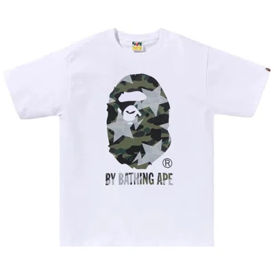 Pre-owned Bape Over Print 1st Camo By Bathing Ape Tee 'white Green' | Men's Size M