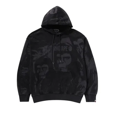 Pre-owned Bape Overall Garment Dyed Photo Pullover Hoodie 'black'