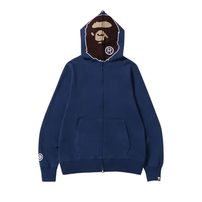 Pre-owned Bape Overdye 2nd Ape Full Zip Hoodie 'navy' | Blue | Men's Size S